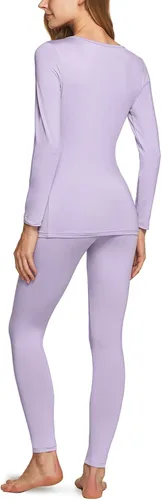 Vista 2 de TSLA Conjunto de ropa interior térmica para mujer, vellón suave, pantalones largos, primera capa cálida para invierno, parte superior e inferior