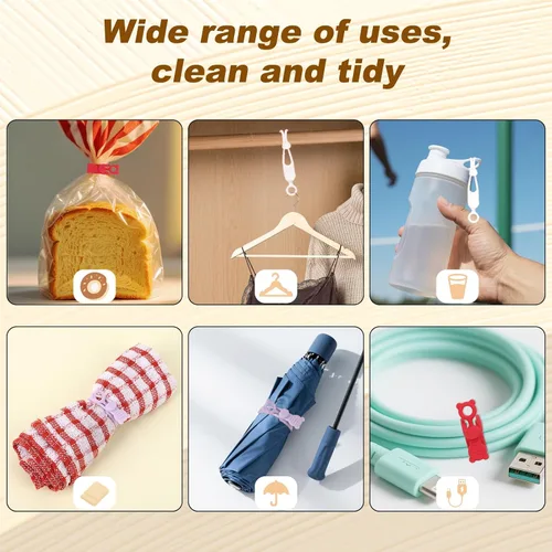 Vista 5 de 10 bridas de silicona reutilizables para cables de datos, auriculares, cargadores y cables, organizador de cables multiusos, accesorios de oficina