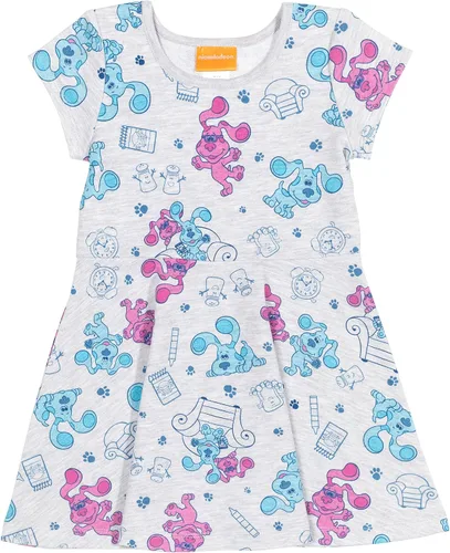 Vista 2 de Nickelodeon Blue's Clues - Vestido de manga corta para niñas con color gris claro