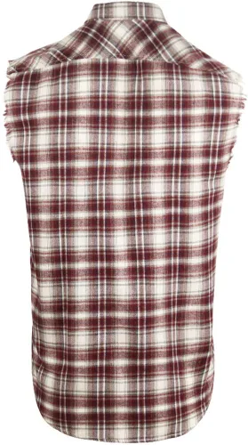 Vista 2 de Camisa sin mangas a cuadros para hombre, camisas vaqueras con botones