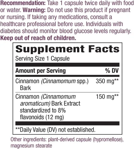 Vista 2 de Nature's Way Extracto premium de canela estandarizado al 8% de flavonoides 60 Vcaps (paquete de 2)