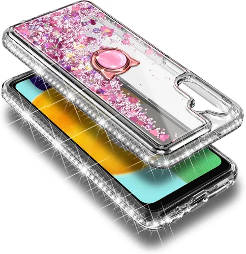 Vista 4 de NGB Supremacy Funda para Samsung Galaxy A54 5G con protector de pantalla de vidrio templado (cobertura máxima), soporte de anillo/correa de muñeca