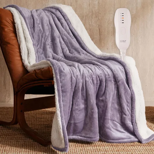 Vista 21 de JET'S HOME Manta térmica de 50 x 60 pulgadas, manta eléctrica de franela con certificación ETL, lavable a máquina, con 9 niveles de calefacción, 10