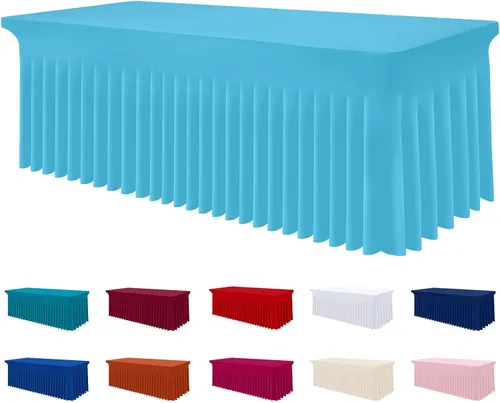 Vista 25 de Smiry Mantel de Spandex, Mantel Elástico Ajustable Extensible para Mesas Rectangulares de 6 Pies, Falda Cubierta de Mesa Impermeable y Lavable