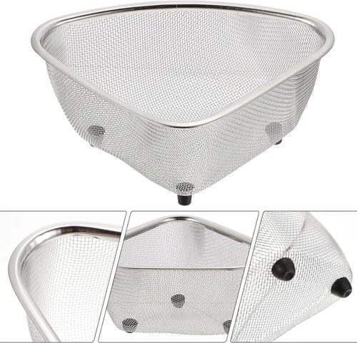 Vista 9 de DOITOOL Colador de acero inoxidable con forma de triángulo de malla cesta colador de cocina cestas de drenaje para frutas limpieza de verduras