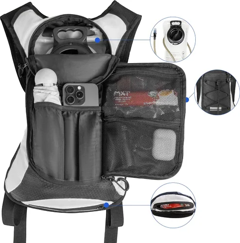 Vista 5 de OUTSKIRT Hydration Backpack with 2L Water Bladder, Lightweight and Breathable Running Hydration Pack, Water Backpack for Hiking, Cycling, Trail