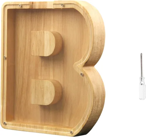 Vista 20 de TAONE Alcancía personalizada para niños, con grabado láser y letras de madera personalizadas