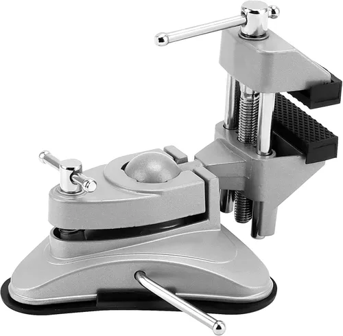Vista 4 de JOIKIT Mini tornillo de succión de mesa, mandíbula de 2-3/4 pulgadas, base de vacío portátil de 360°, tornillo de banco de pasatiempos, ventosa