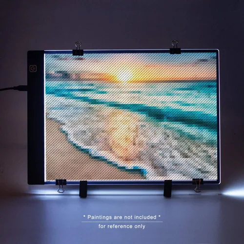 Vista 3 de SevenFish Almohadilla de luz LED de pintura de diamante A4, tablero de luz de arte de diamante ultradelgado con brillo ajustable, caja de luz