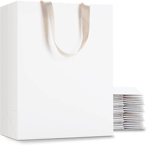 Vista 31 de Bolsas de regalo negras con asas, 10 bolsas de papel kraft de 5.25 x 3.75 x 8 pulgadas para bodas, fiestas, negocios, venta al por menor Negro