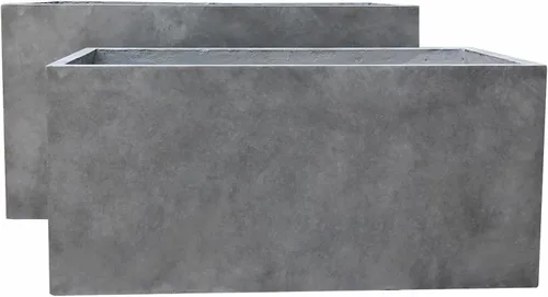 Vista 50 de Kante Macetero rectangular de hormigón de 23.2 pulgadas de largo, macetas grandes para interiores y exteriores con orificio de drenaje y tapón