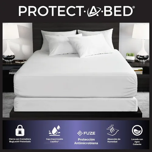 Vista 2 de Protect-A-Bed Funda esencial con cierre para somier de cama king, silenciosa, resistente al olor, a las chinches y ácaros, 100% impermeable, lavable