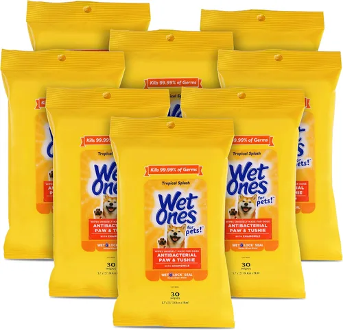 Vista 8 de Wet Ones Paquete Mixto de 18 Piezas de Toallitas Húmedas para Humanos y Mascotas, Aroma Tropical Splash 10 Paquetes de Toallitas Antibacterianas