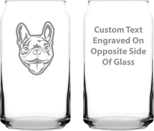 Vista 7 de Happy Frenchie - Vaso de cerveza – Decoración divertida y única con temática de perro bulldog francés y regalos para hombres y mujeres, 16 onzas
