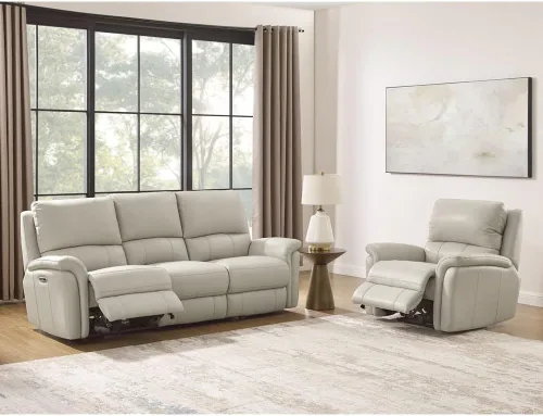 Vista 12 de Hydeline Erindale Zero Gravity Power - Sofá biplaza reclinable de cuero de grano superior, color gris cuarzo Quartz gris