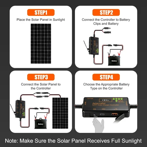 Vista 9 de Controlador de carga solar MPPT 12V 10A para baterías LiFePO4, AGM y gel