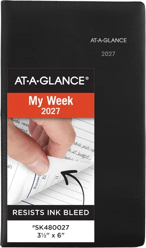 Vista 7 de AT-A-GLANCE 2026 Agenda, Semanal, 3-1/2" x 6", Tamaño de Bolsillo, Programación Abierta, DayMinder, Negro (SK480026)