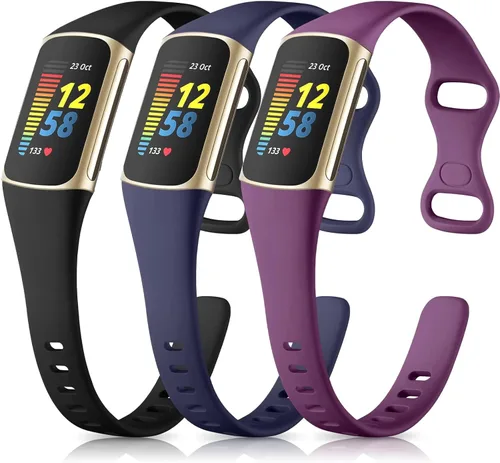 Vista 15 de Maledan Compatible con bandas Fitbit Charge 5 para mujeres y hombres, correa delgada transpirable de silicona suave para deportes, accesorios