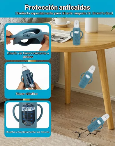 Vista 5 de Kit de conversión de taza para sorber con fundas de silicona para biberón de vidrio estrecho y estrecho Dr Browns de 8 onzas, kit de repuesto