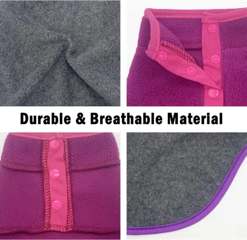 Vista 3 de Paquete de 2 suéteres para perro, chaqueta cálida para cachorros, abrigo de otoño e invierno, ropa de forro polar elástico para mascotas con botones