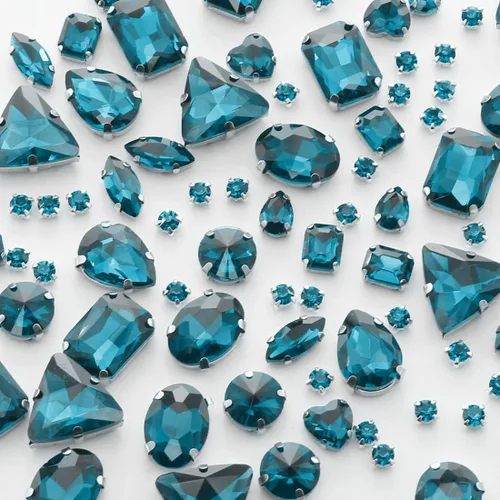 Vista 16 de TANOSII 100 diamantes de imitación para coser con formas mixtas, gemas de cristal para coser en gemas de cristal, parte trasera plana con garra Ab