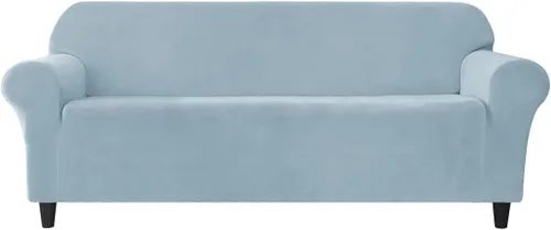 Vista 8 de Funda elástica para sofá de 3 cojines, 1 funda de terciopelo para sofá, fundas protectoras de muebles con parte inferior elástica, lavable a máquina