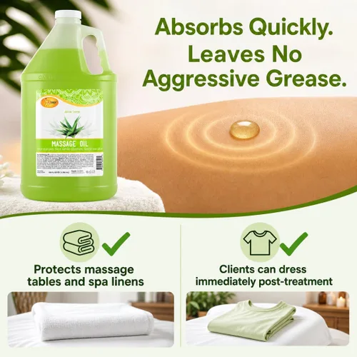 Vista 4 de SPA REDI Aceite de masaje profesional de aloe vera – 5 mezcla botánica con almendras, aguacate, girasol y vitamina E No graso, de rápida absorción