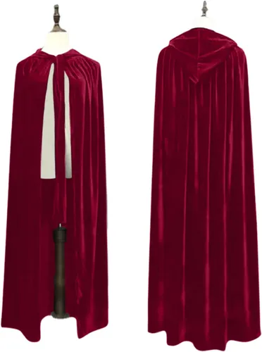 Vista 3 de Ruziyoog Capa medieval de terciopelo para mujer, elegante capa con capucha para boda, capa de invierno, fiesta de bruja, bata unisex de longitud