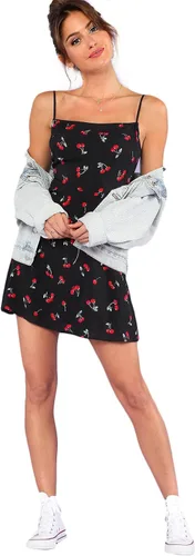 Vista 5 de Floerns - Vestido corto de verano con estampado floral de cerezas, acampanado para mujer