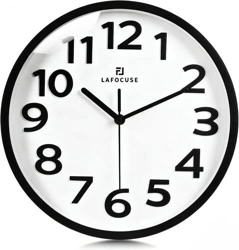Vista 13 de Lafocuse Reloj de pared azul con números 3D de 12 pulgadas para decoración de sala de estar, moderno reloj de pared de cocina funciona