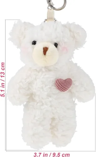 Vista 2 de NUOBESTY 2 llaveros de oso de peluche, bonitos dijes para bolsa de oso de peluche con corazón de osos suaves para bolso, mochila, bolso, llaveros a