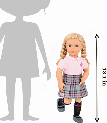 Vista 3 de Our Generation Hally Doll - Muñeca suave de moda de 18 pulgadas con accesorios de ropa navideña, ojos grises y azules únicos y cabello rubio rizado