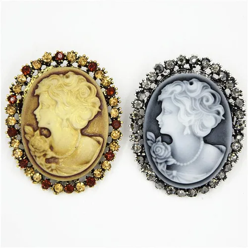 Vista 2 de New Party Lady Vintage Victorian Design Cameo Bronze Brooch Pin Brooch For Men