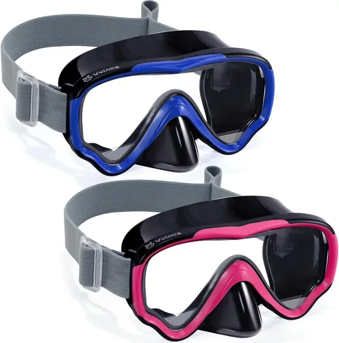 Vista 11 de Vvinca Kids-Goggles with Nose Cover, Diving Mask Elastic Fabric Strap Anti Fog Anti Shattered Lens for Kids Swim Goggles 3-14