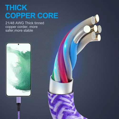 Vista 7 de Cable USB a C de carga rápida para iPhone 17e 17 Pro Max Air 16e 16 Pro Max 16 Pro 15 Plus 15,3.1A cable USB tipo C, cargador de teléfono Android