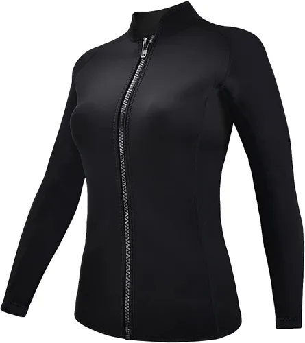 Vista 18 de Wetsuits Top Jacket Women Men 2mm Neoprene Long Sleeve Shirt Front Zipper Vest Wet Suit Keep Warm for Adult Youth Diving Surfing Swimming Water