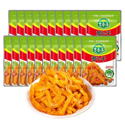 Vista 5 de Rábano crujiente picante con mostaza en escabeche (0.53 oz*12 paquetes) Rábano con mostaza en escabeche 6.35 oz (6.3oz.) Rábano seco con verduras