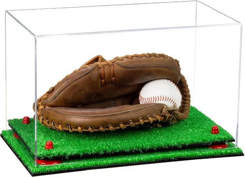 Vista 112 de Better Display Cases Vitrina de guantes de béisbol de acrílico transparente con elevadores negros (A011/V16)