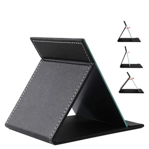 Vista 4 de EFAILY Espejo de Viaje Plegable, Espejo Rectanglar Ultradelgado Ajustable de PU Portátil, para Viaje, Camping, Hogar (4.3W×2.9L)