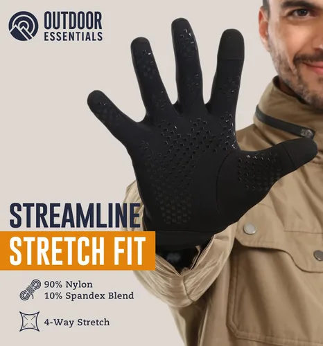 Vista 5 de Guantes para correr con pantalla táctil, forro térmico de invierno para clima frío para hombres y mujeres, guantes negros delgados, ligeros