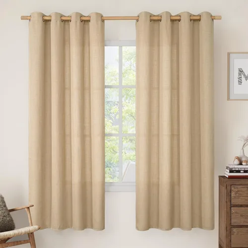 Vista 45 de LAMIT Cortinas de Lino Blancas Semitransparentes para Dormitorio, Paneles Filtrantes de Luz, Cortinas de Lino con Ojales de Protección de Privacidad