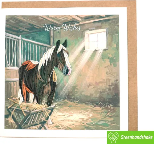 Vista 2 de A Horse's Quiet Moment - Tarjeta de felicitación 3D exclusiva dedicada hecha a mano, tarjeta de felicitación de diseño para cumpleaños, día de San
