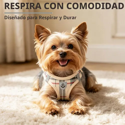 Vista 8 de PUPTECK - Arnés, collar y correa ajustables, sin tirones, para perros pequeños y medianos, cachorros y gatos, pechera reflectante acolchada de malla