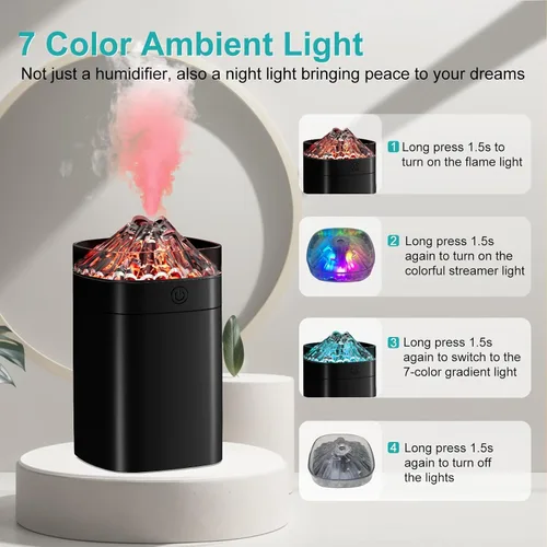Vista 4 de Humidificador pequeño portátil, humidificador de niebla fría de 13.5 fl oz para dormitorio, humidificador de escritorio alimentado por USB con luz