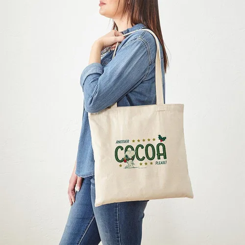 Vista 3 de CafePress Snoopy Another Cocoa Please - Bolsa reutilizable de lona color beige natural