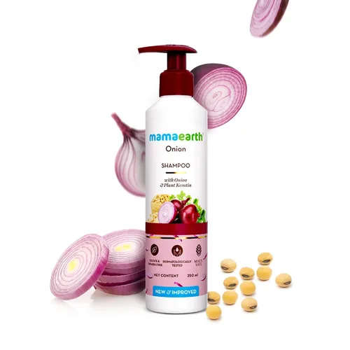 Vista 2 de MAMAEARTH Champú de cebolla con queratina de cebolla y plantas 8.45 fl oz (8.5 fl oz)