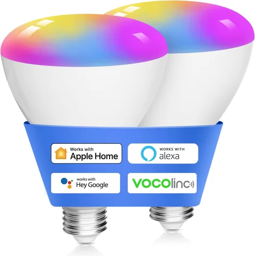 Vista 8 de VOCOlinc Paquete de 1 bombillas inteligentes, RGBW que cambia de color, funciona con Alexa, Apple Homekit y Google Home, luces LED Smart WiFi BR30