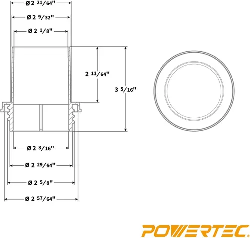 Vista 3 de POWERTEC 70191 Acoplador rápido de extremo de tornillo para manguera de 2-1/2" – Adaptador roscado izquierdo, 2-1/4 x 2-1/2