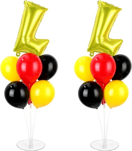 Vista 11 de Kit de soporte para globos de fiesta de fútbol 2 juegos con 2 globos de rugby de aluminio tipo bola, centro de mesa temático de fútbol para mesas