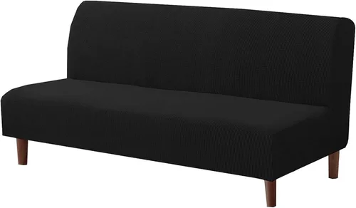 Vista 12 de Funda elástica para sofá de futón sin brazos, fundas de sofá y cama de forro polar a cuadros, fundas protectoras lavables para muebles con parte